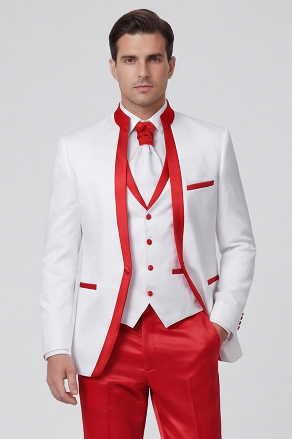 3 Piece Royal Blue One Button Printed Men's Prom Suits