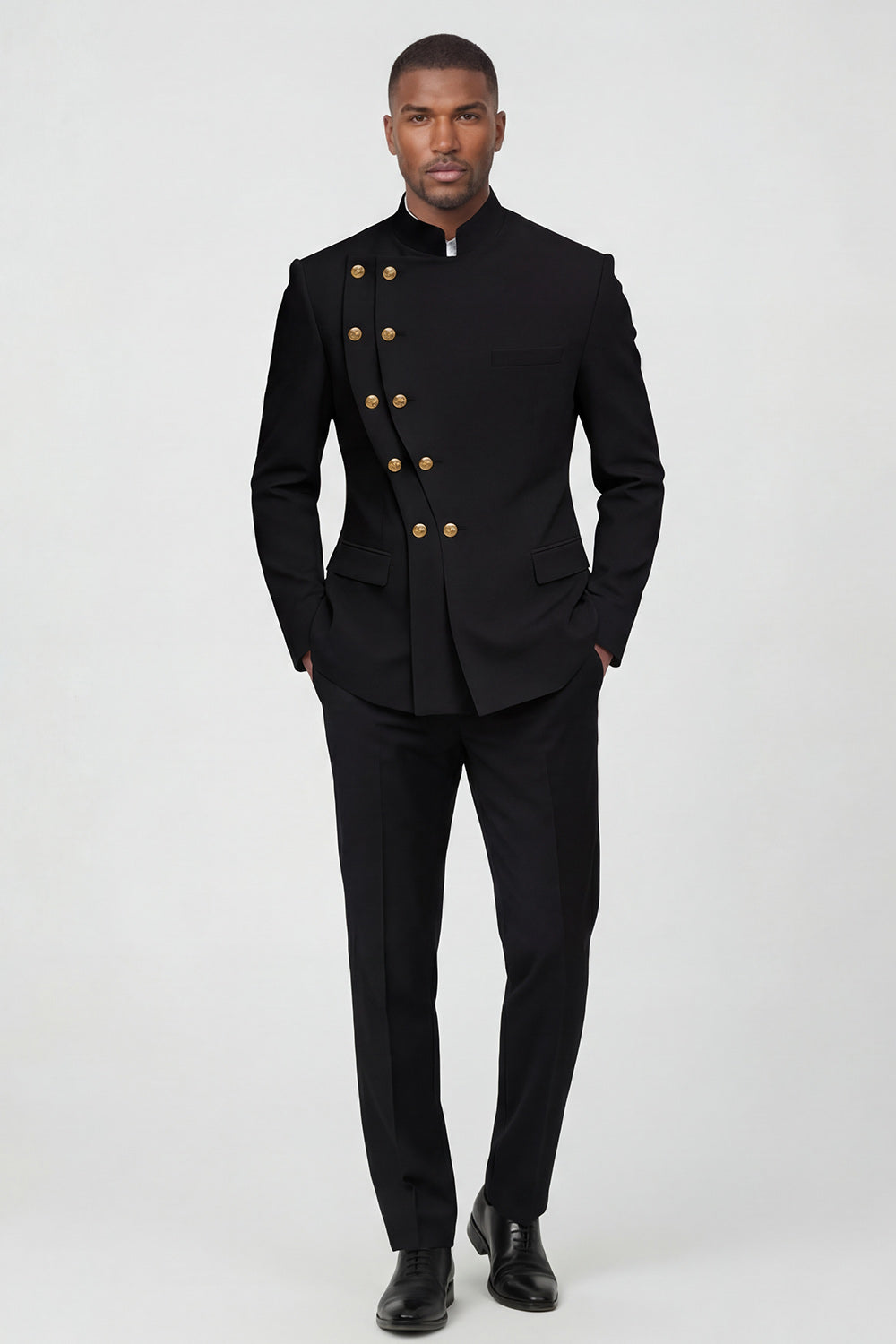 2 Piece Double Breasted Black Men's Prom Suits