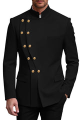2 Piece Double Breasted Black Men's Prom Suits