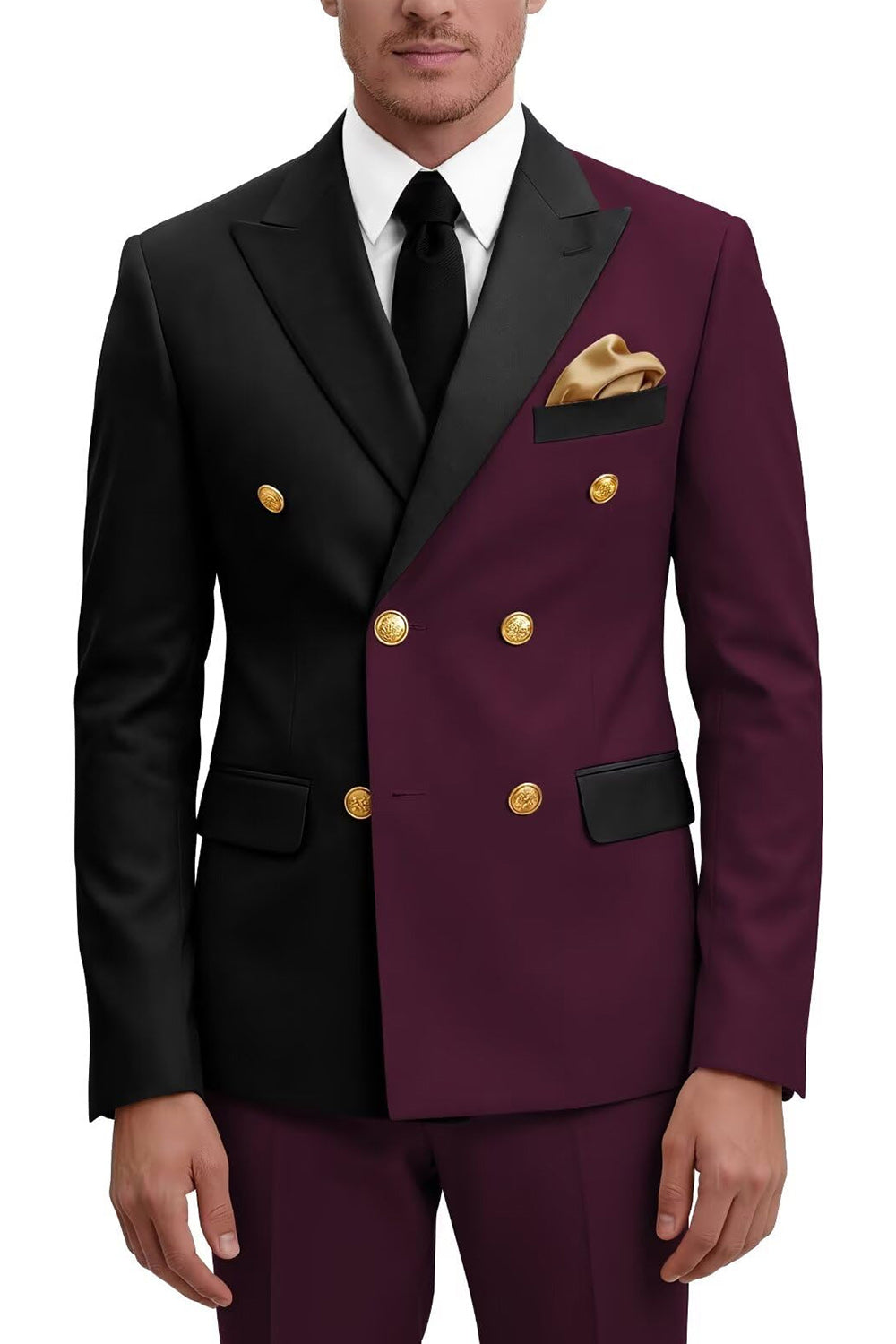 2 Piece Peak Lapel Double Breasted Purple Men's Prom Suits