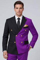 2 Piece Peak Lapel Double Breasted Purple Men's Prom Suits