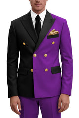 2 Piece Peak Lapel Double Breasted Purple Men's Prom Suits