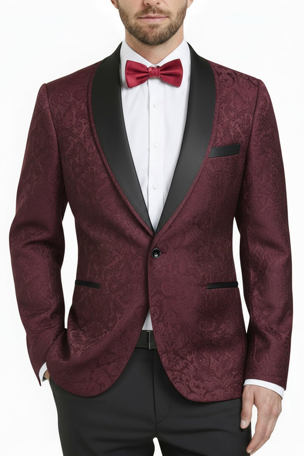 2 Piece Royal Blue Shawl Lapel One Button Printed Men's Prom Suits