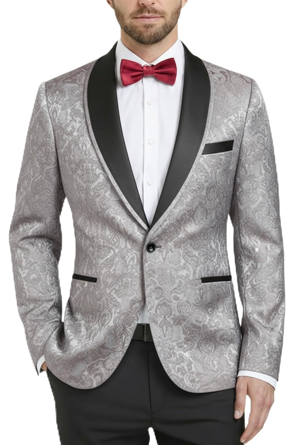 2 Piece Royal Blue Shawl Lapel One Button Printed Men's Prom Suits