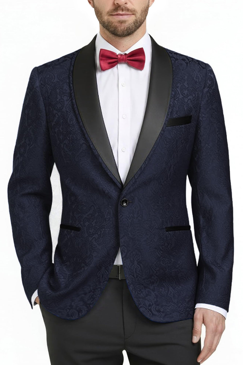 2 Piece Royal Blue Shawl Lapel One Button Printed Men's Prom Suits