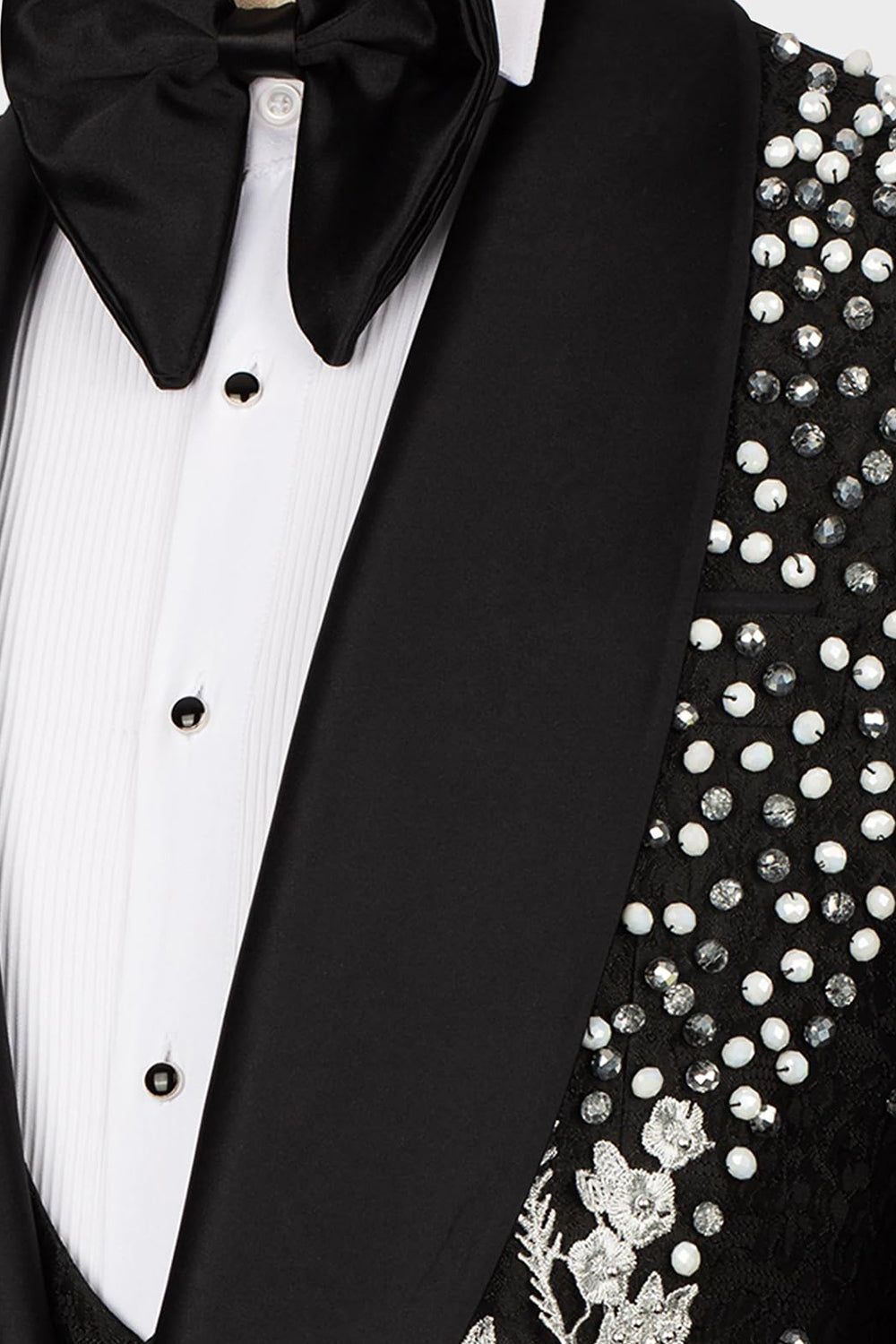 2 Piece Black Shawl Lapel One Button Beaded Men's Wedding Suits