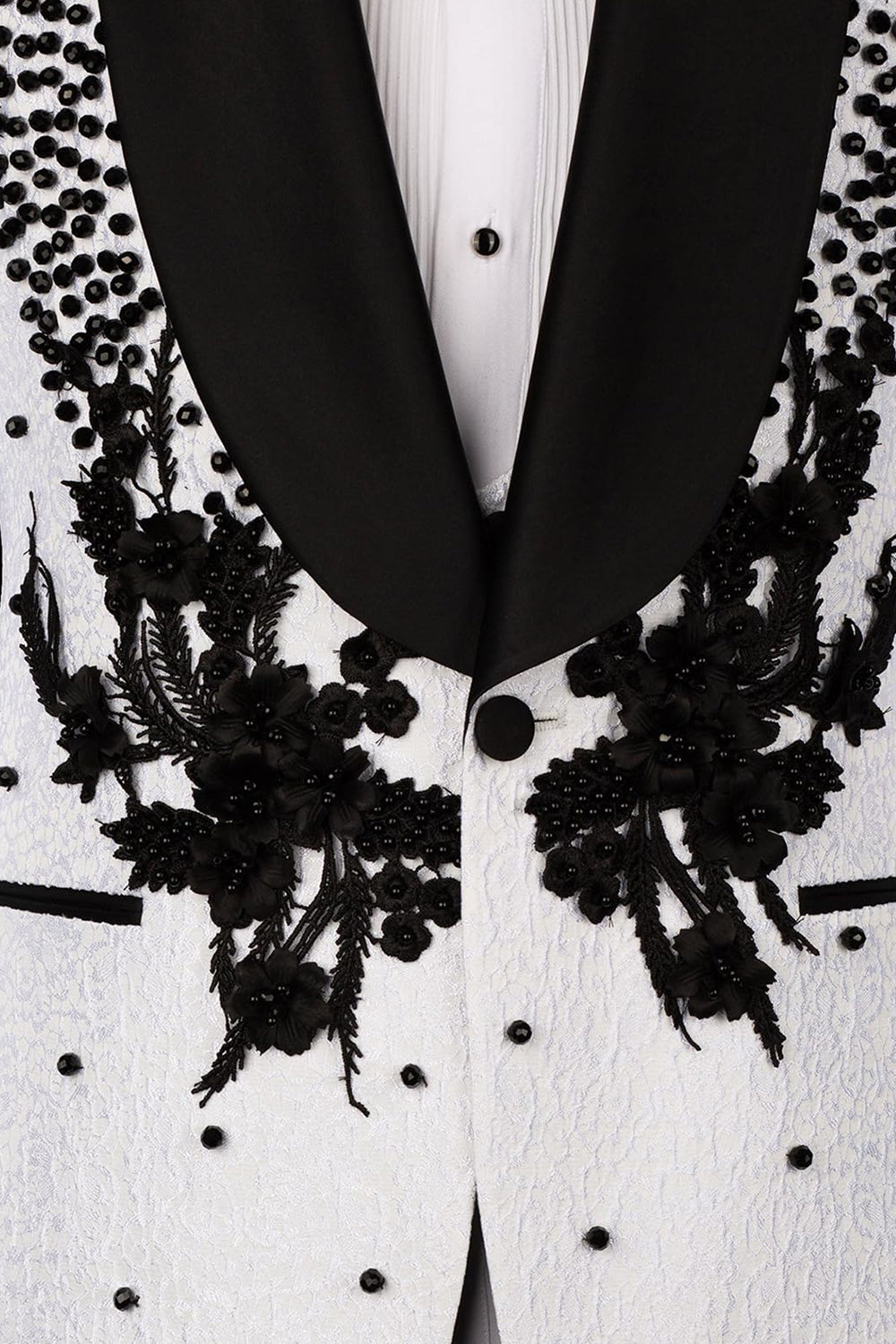 2 Piece Black Shawl Lapel One Button Beaded Men's Wedding Suits