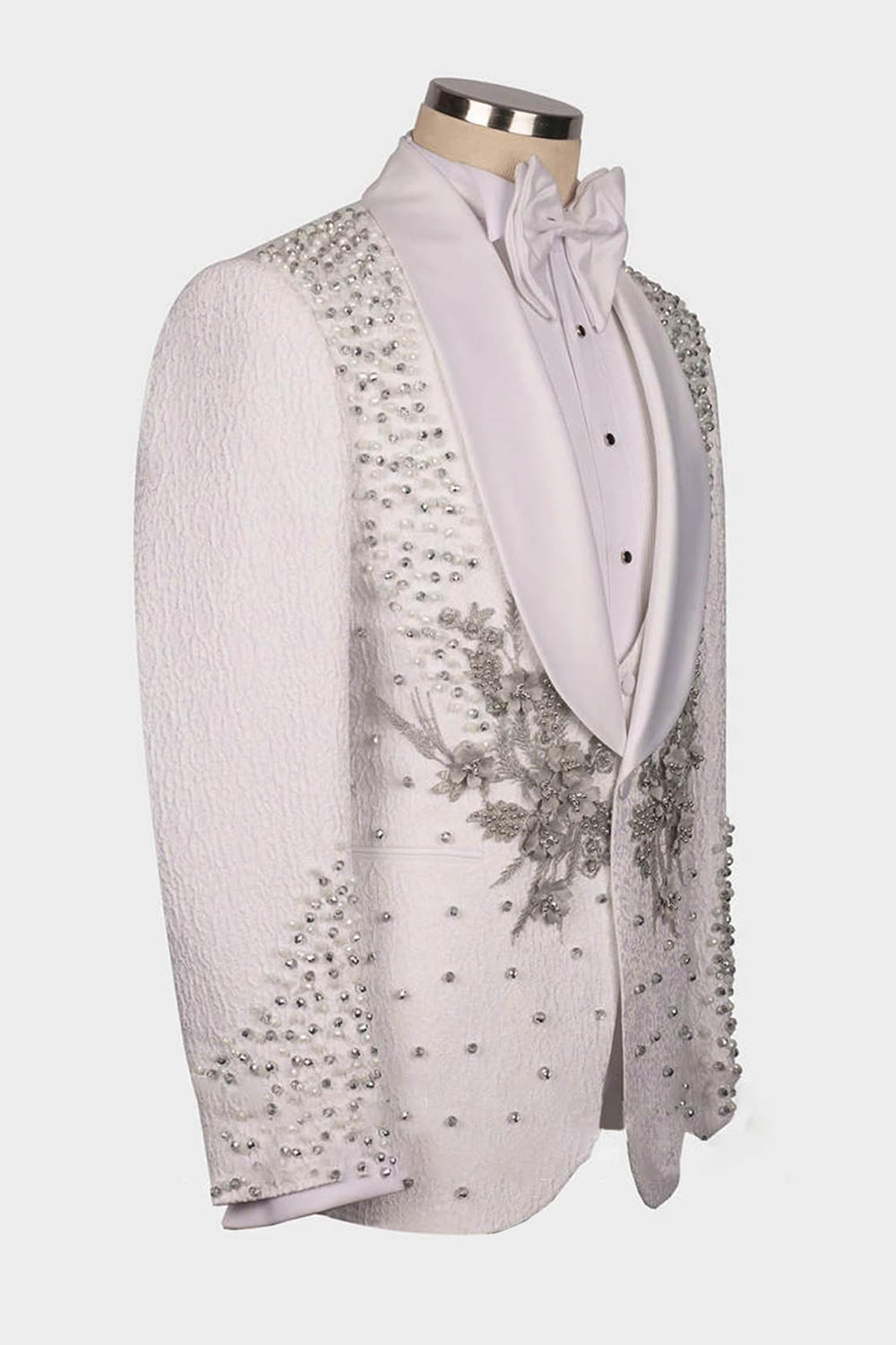 2 Piece Black Shawl Lapel One Button Beaded Men's Wedding Suits
