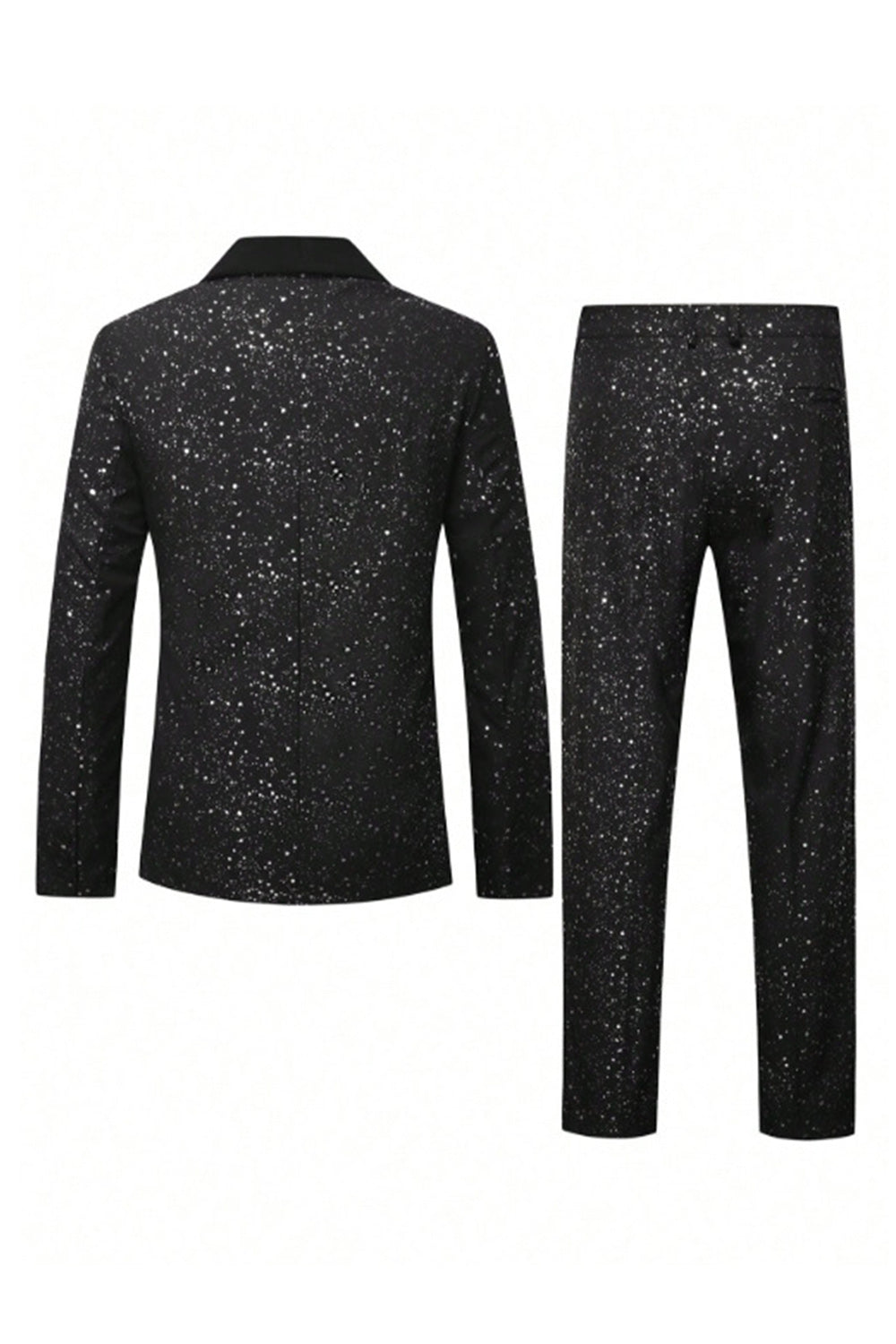 2 Piece Black One Button Shawl Lapel Glitter Men's Suits