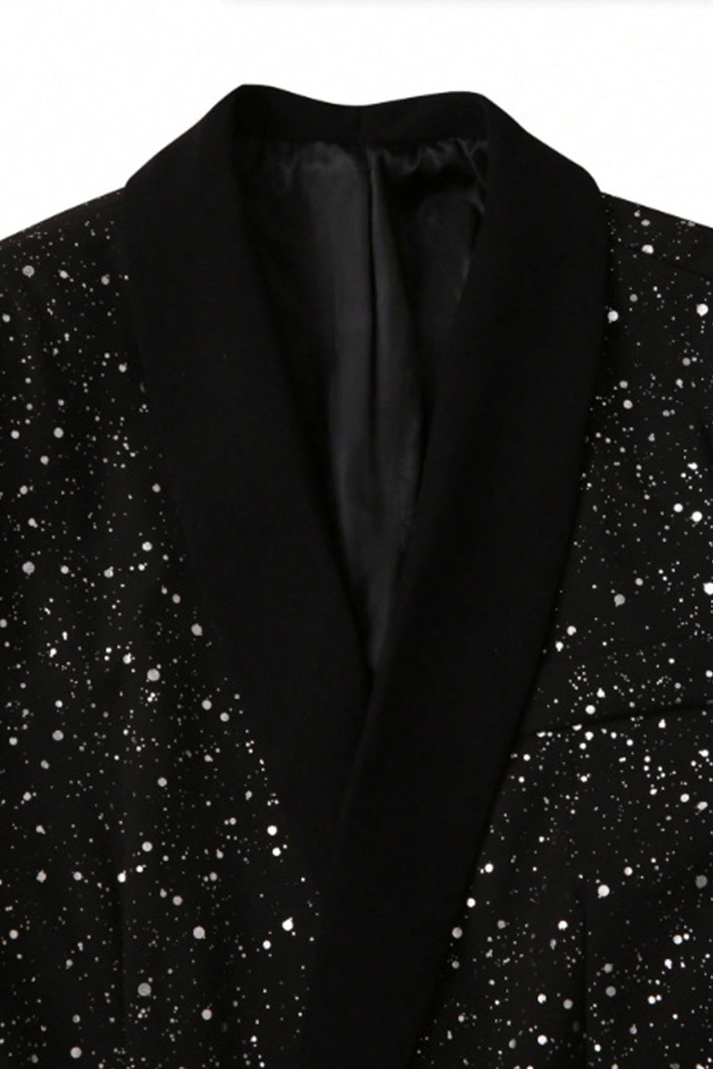 2 Piece Black One Button Shawl Lapel Glitter Men's Suits