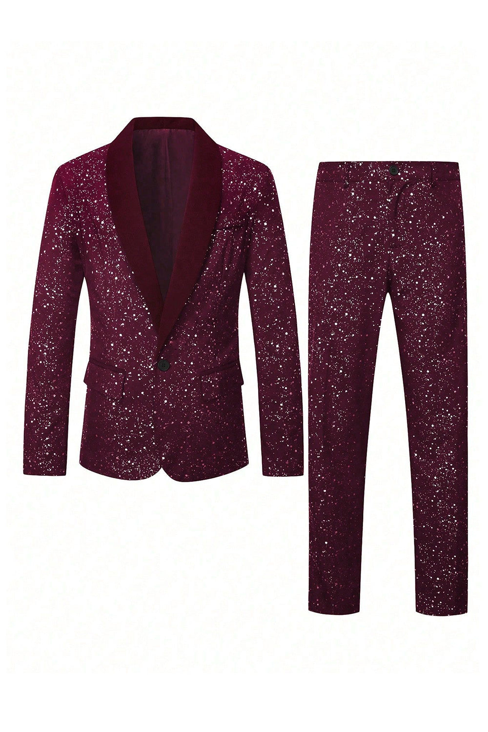 2 Piece Black One Button Shawl Lapel Glitter Men's Suits