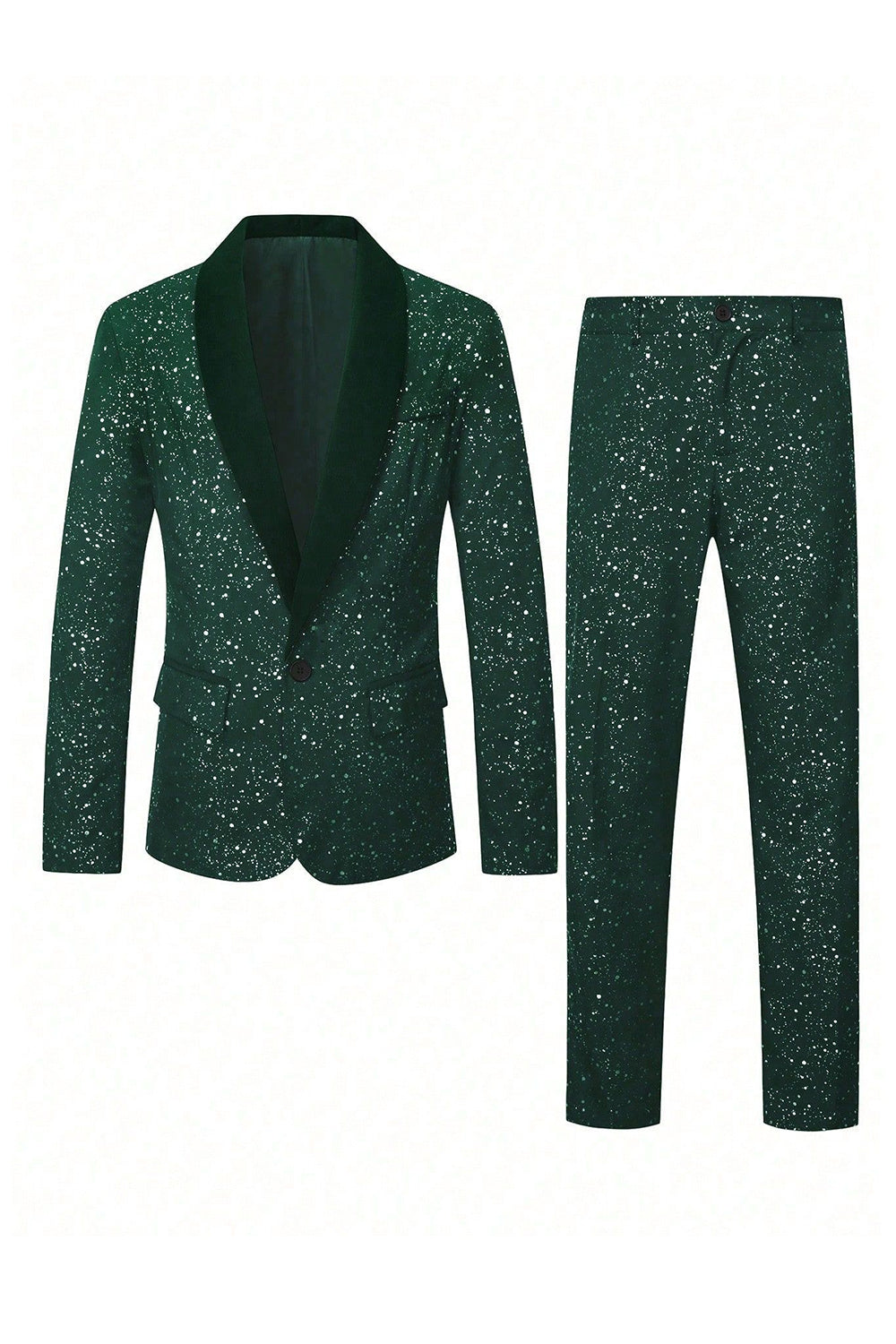 2 Piece Black One Button Shawl Lapel Glitter Men's Suits