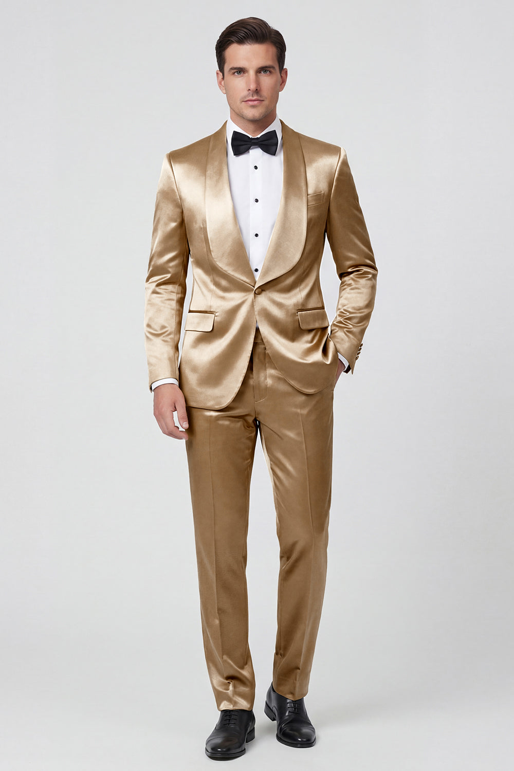 2 Piece Champagne Shawl Lapel One Button Men's Prom Suits