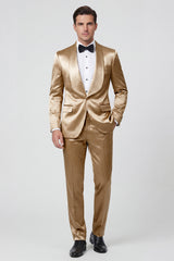 2 Piece Champagne Shawl Lapel One Button Men's Prom Suits