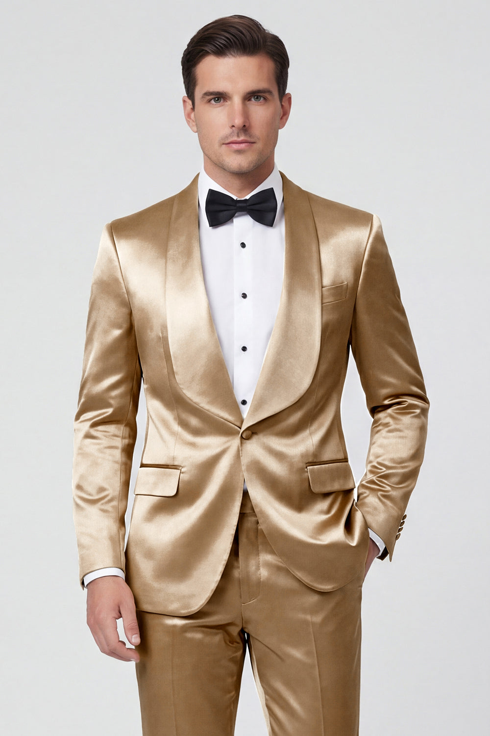 2 Piece Champagne Shawl Lapel One Button Men's Prom Suits