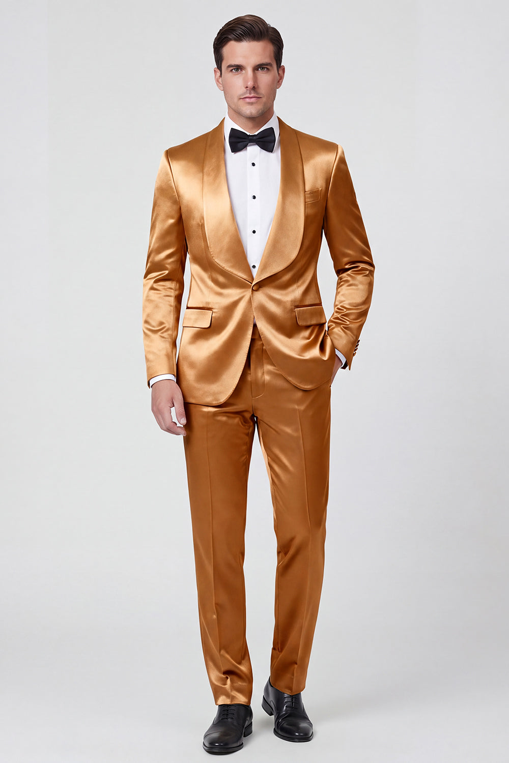2 Piece Champagne Shawl Lapel One Button Men's Prom Suits