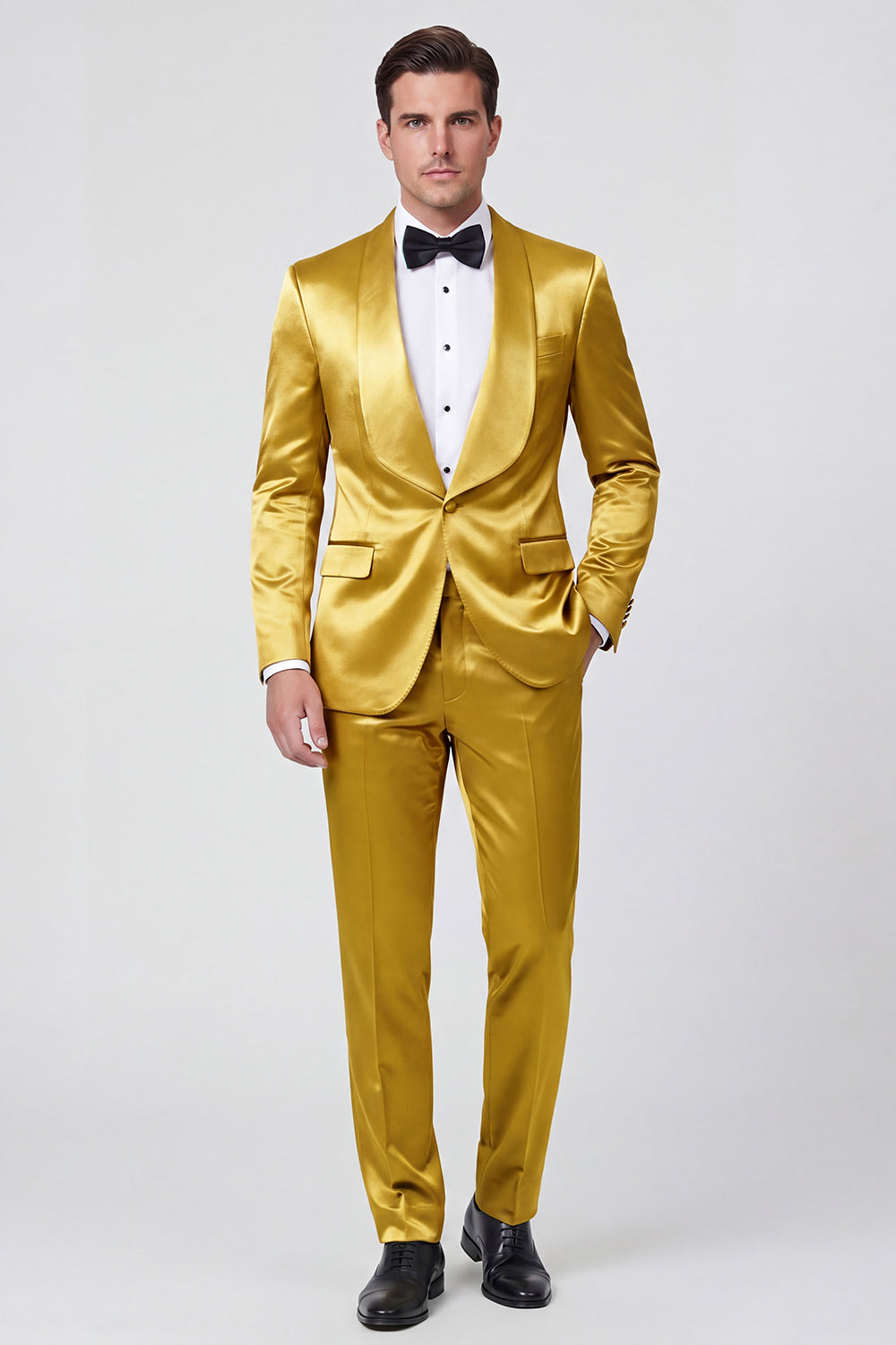 2 Piece Champagne Shawl Lapel One Button Men's Prom Suits