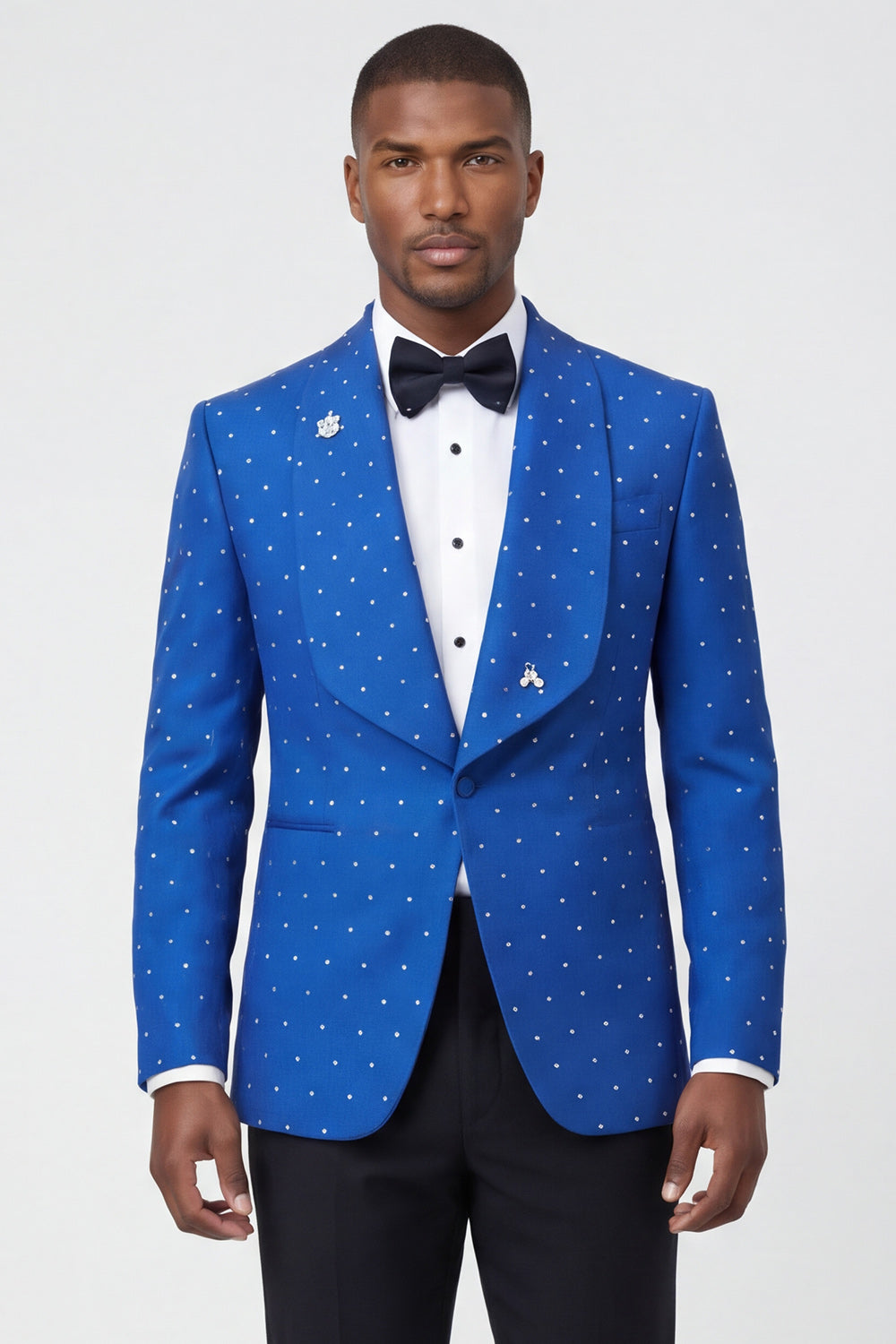 2 Piece Shawl Lapel Black One Button Men's Prom Suits with Beading