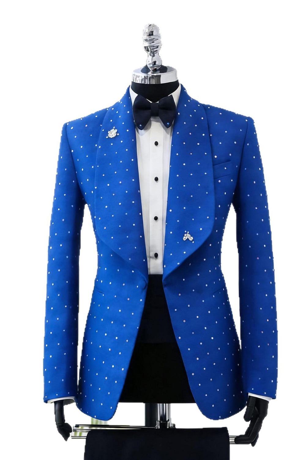 2 Piece Shawl Lapel Black One Button Men's Prom Suits with Beading