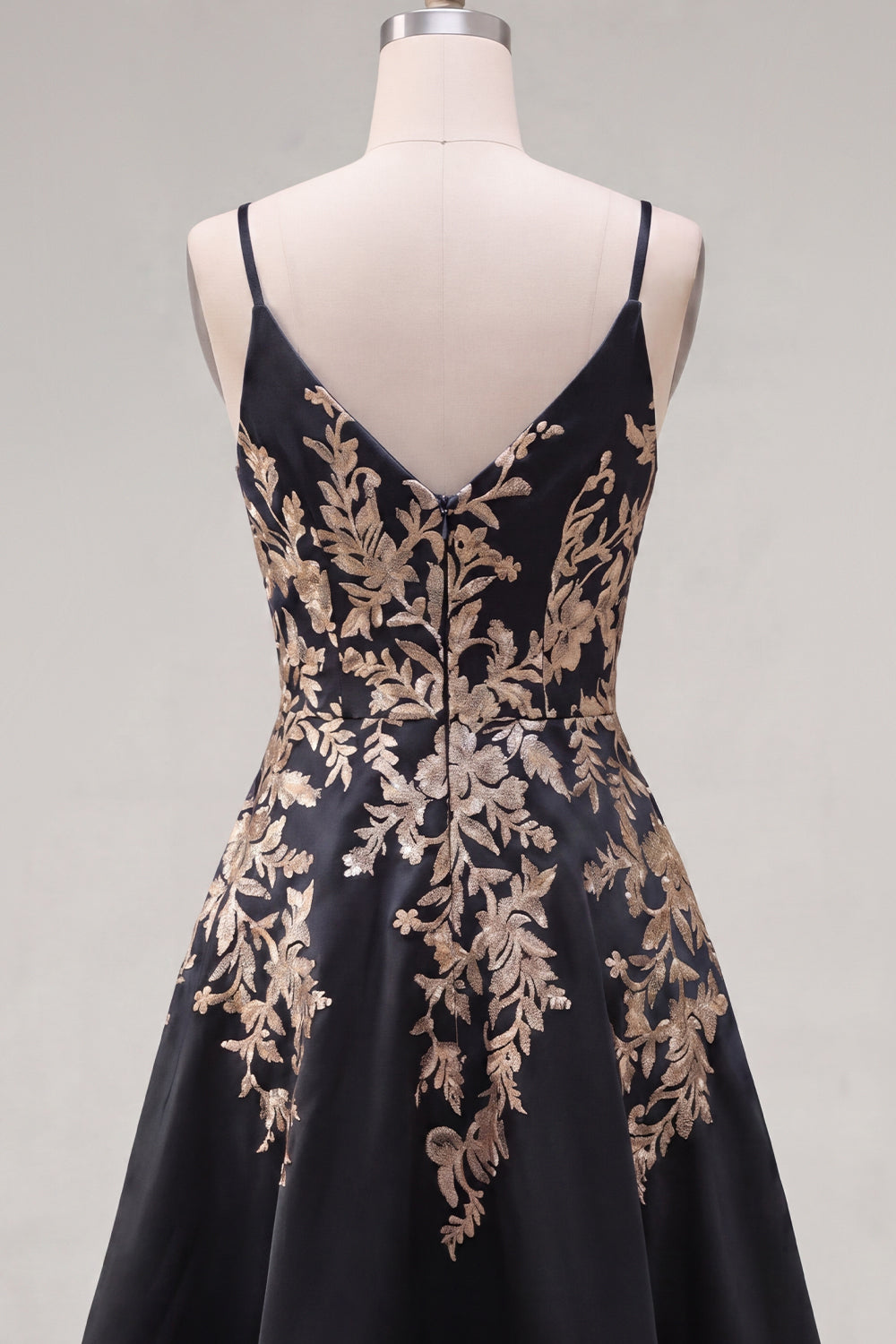 A-Line Black Satin Sequins Asymmetrical Homecoming Dress