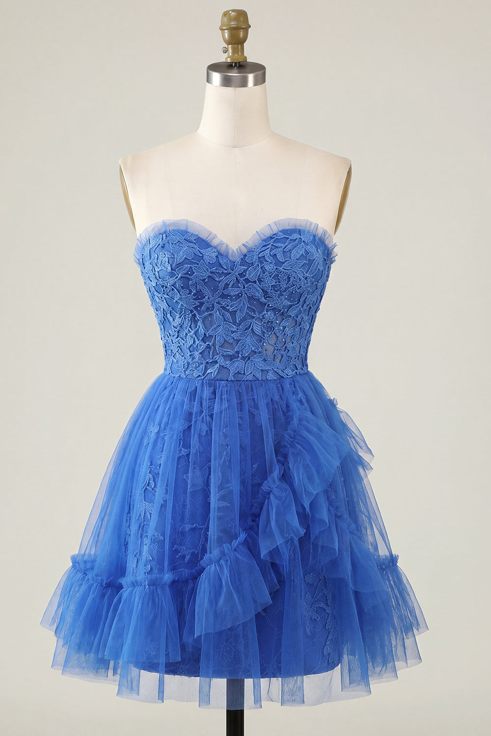 A-Line Pink Sweetheart Floral Homecoming Dress with Ruffles