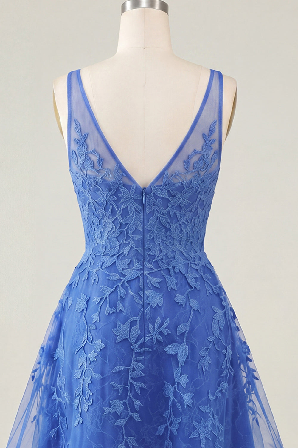 A-Line Pink V-Neck Floral Homecoming Dress