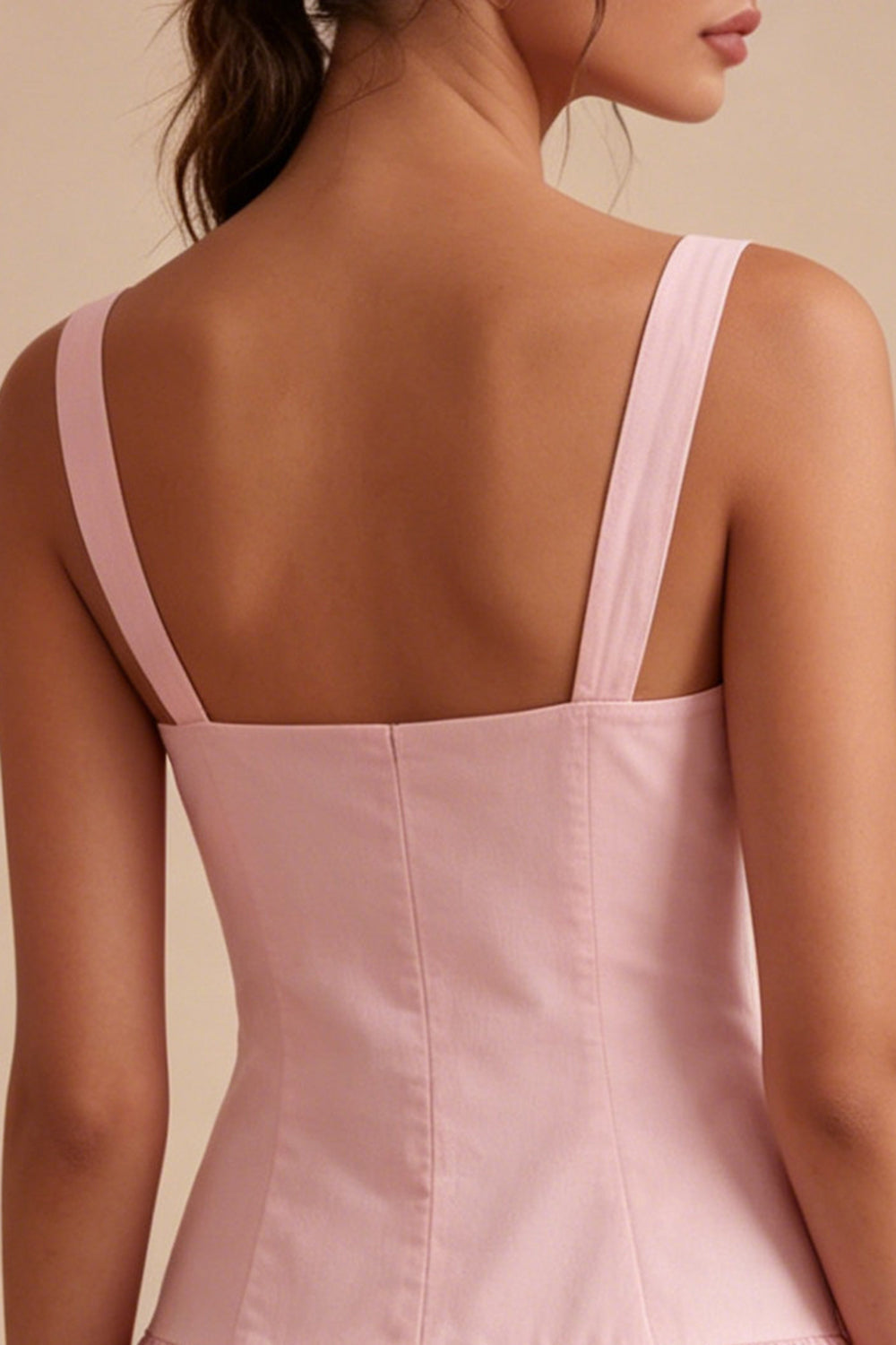 A Line Short Pink Thick Straps Graduation Dress