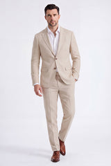 2 Piece Beige Single Breasted Peak Lapel Men's Suits