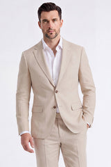 2 Piece Beige Single Breasted Peak Lapel Men's Suits