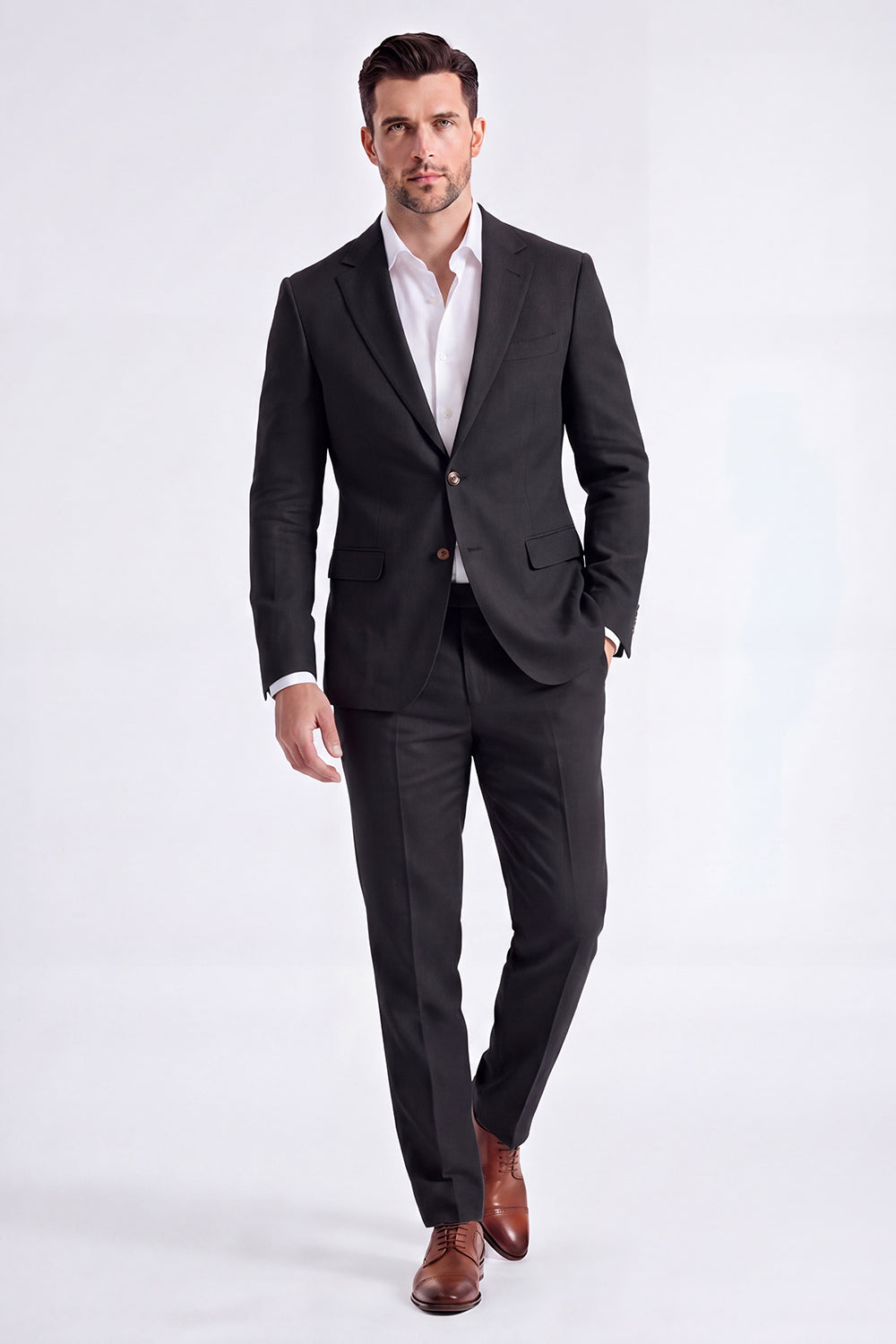 2 Piece Beige Single Breasted Peak Lapel Men's Suits