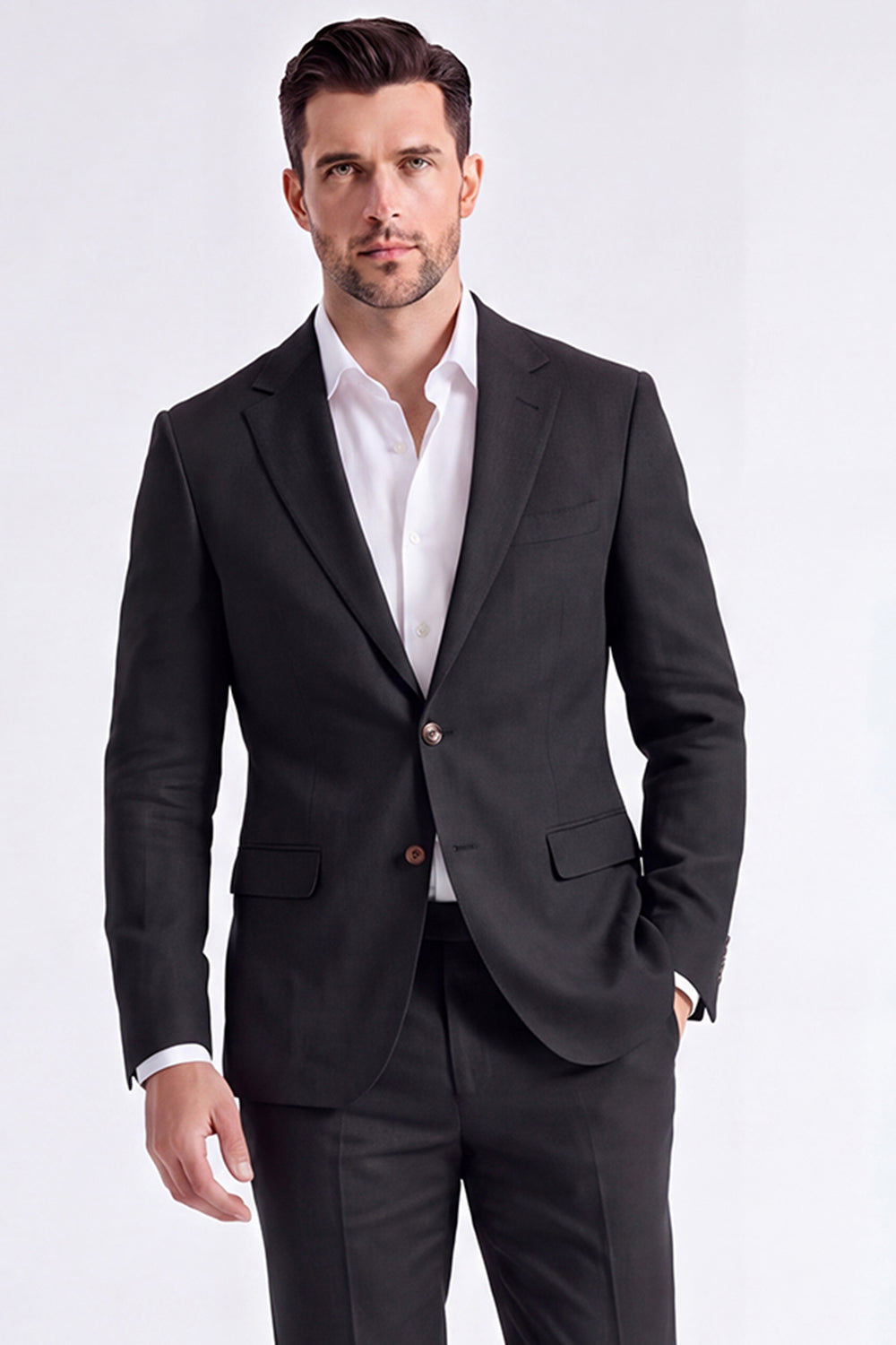2 Piece Beige Single Breasted Peak Lapel Men's Suits