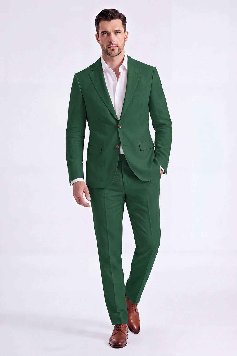 2 Piece Beige Single Breasted Peak Lapel Men's Suits