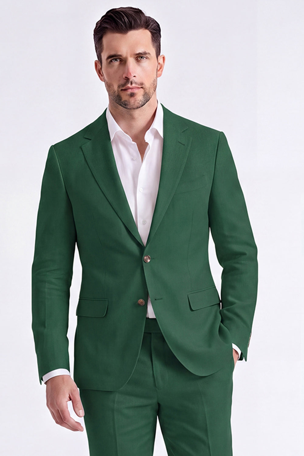2 Piece Beige Single Breasted Peak Lapel Men's Suits