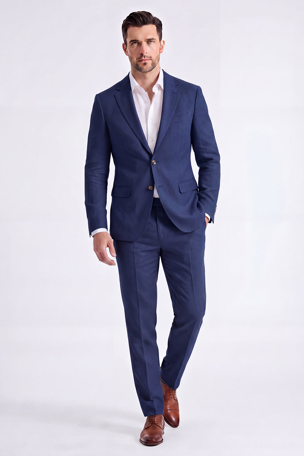 2 Piece Beige Single Breasted Peak Lapel Men's Suits