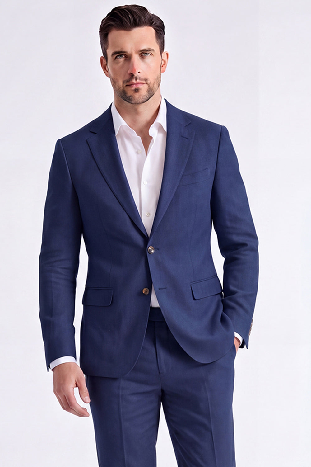 2 Piece Beige Single Breasted Peak Lapel Men's Suits