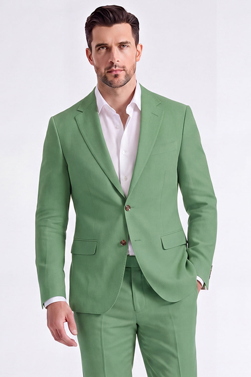 2 Piece Beige Single Breasted Peak Lapel Men's Suits