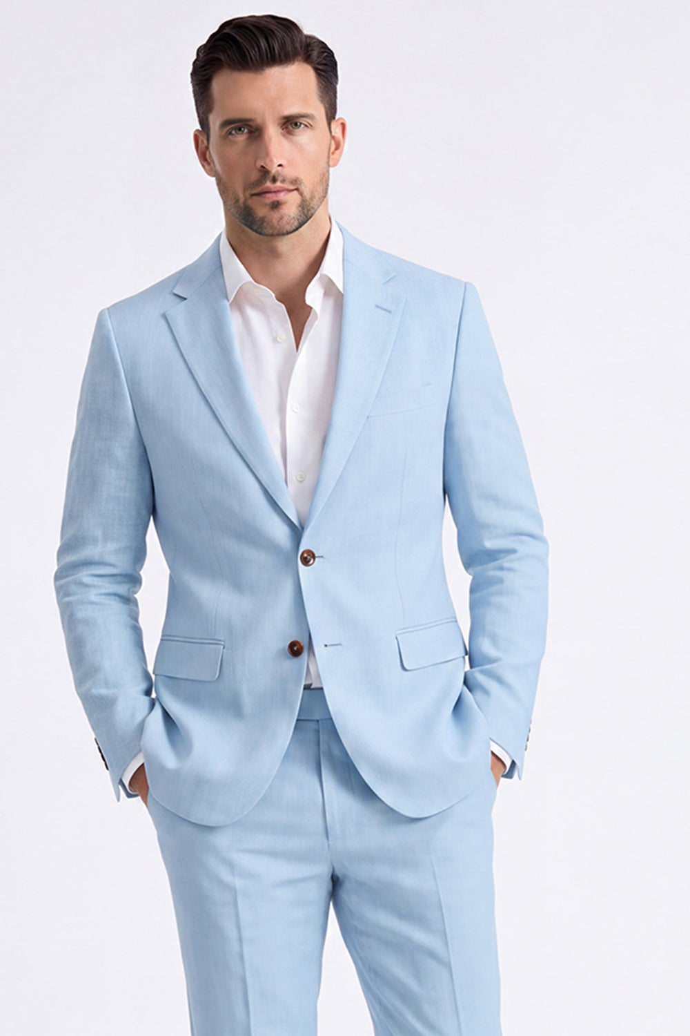2 Piece Beige Single Breasted Peak Lapel Men's Suits
