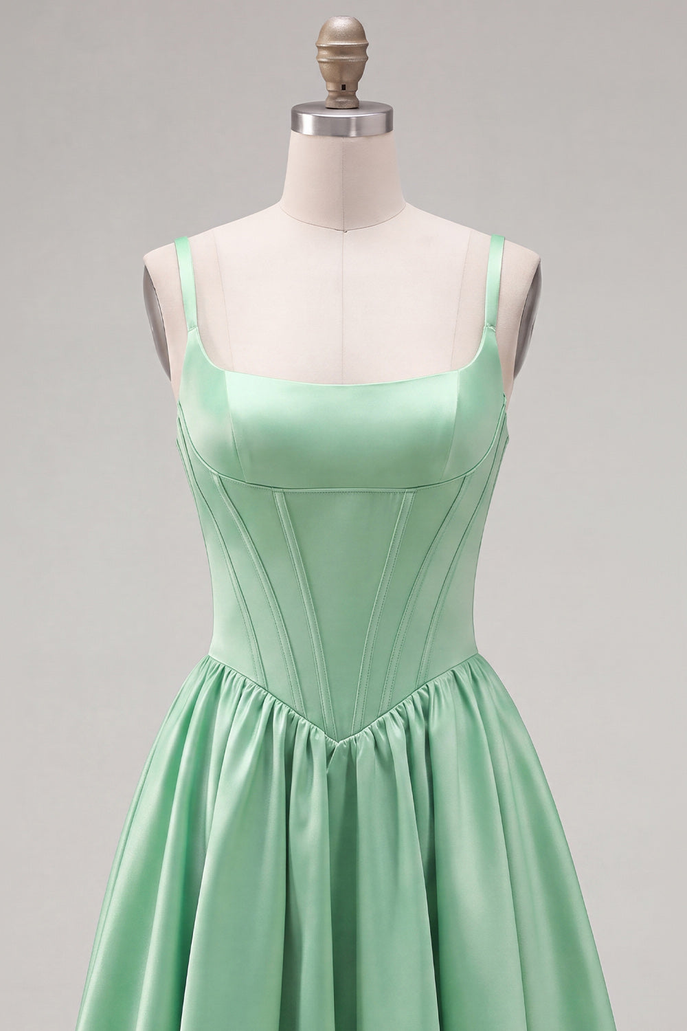 A-Line Fuchsia Square Neck Corset Satin Homecoming Dress