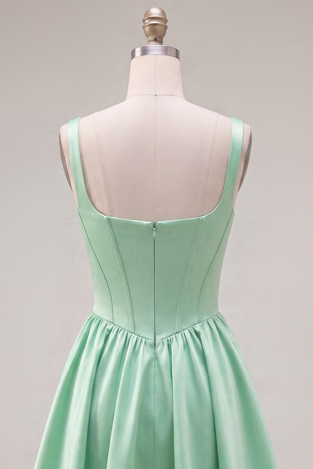 A-Line Fuchsia Square Neck Corset Satin Homecoming Dress
