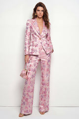 2 Piece Pink Fuchsia Flower Peak Lapel One Button Women Suits