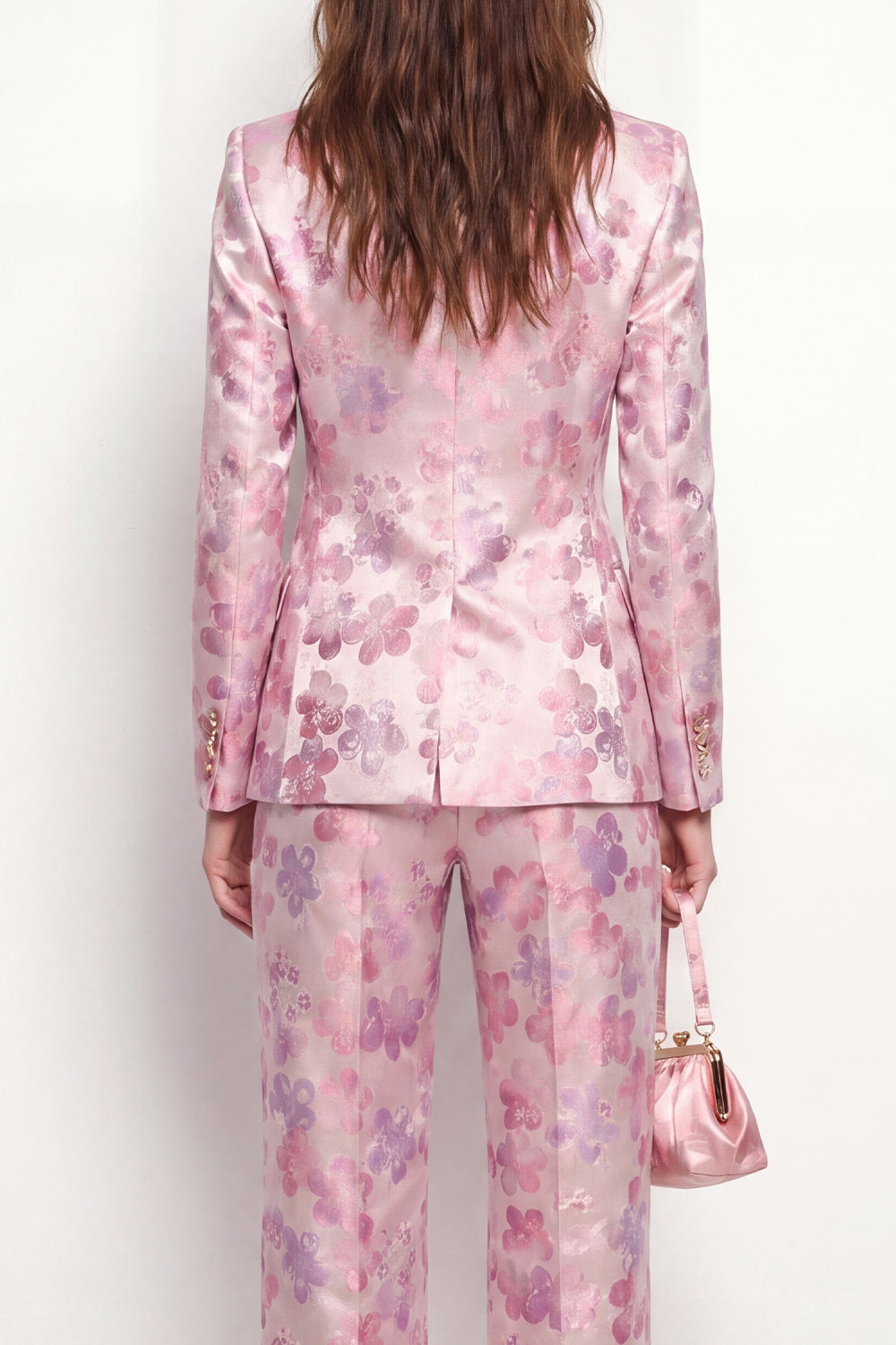 2 Piece Pink Fuchsia Flower Peak Lapel One Button Women Suits