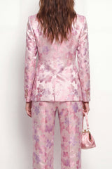 2 Piece Pink Fuchsia Flower Peak Lapel One Button Women Suits