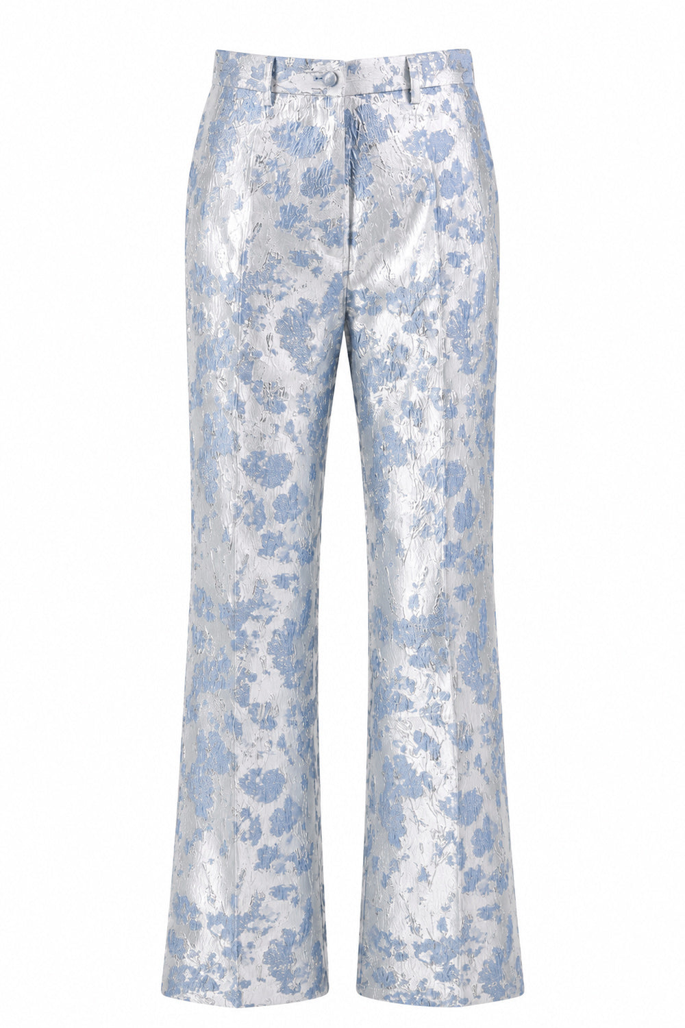 2 Piece Dusty Blue Floral Double Breasted Peak Lapel Women Suits