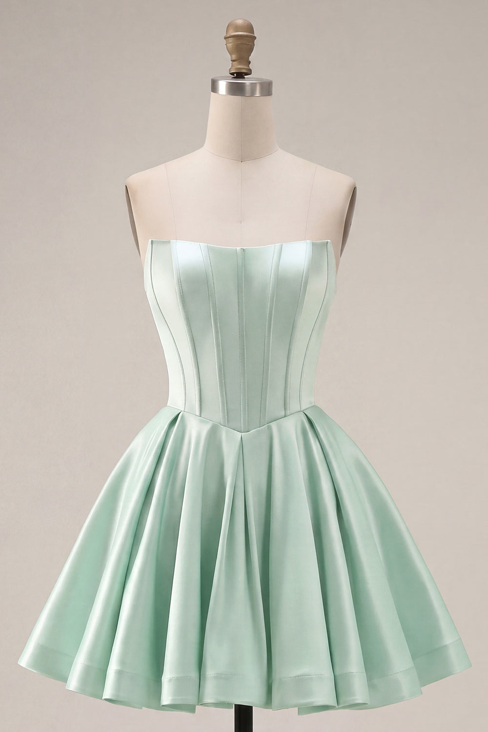 A-Line Mint Strapless Corset Homecoming Dress