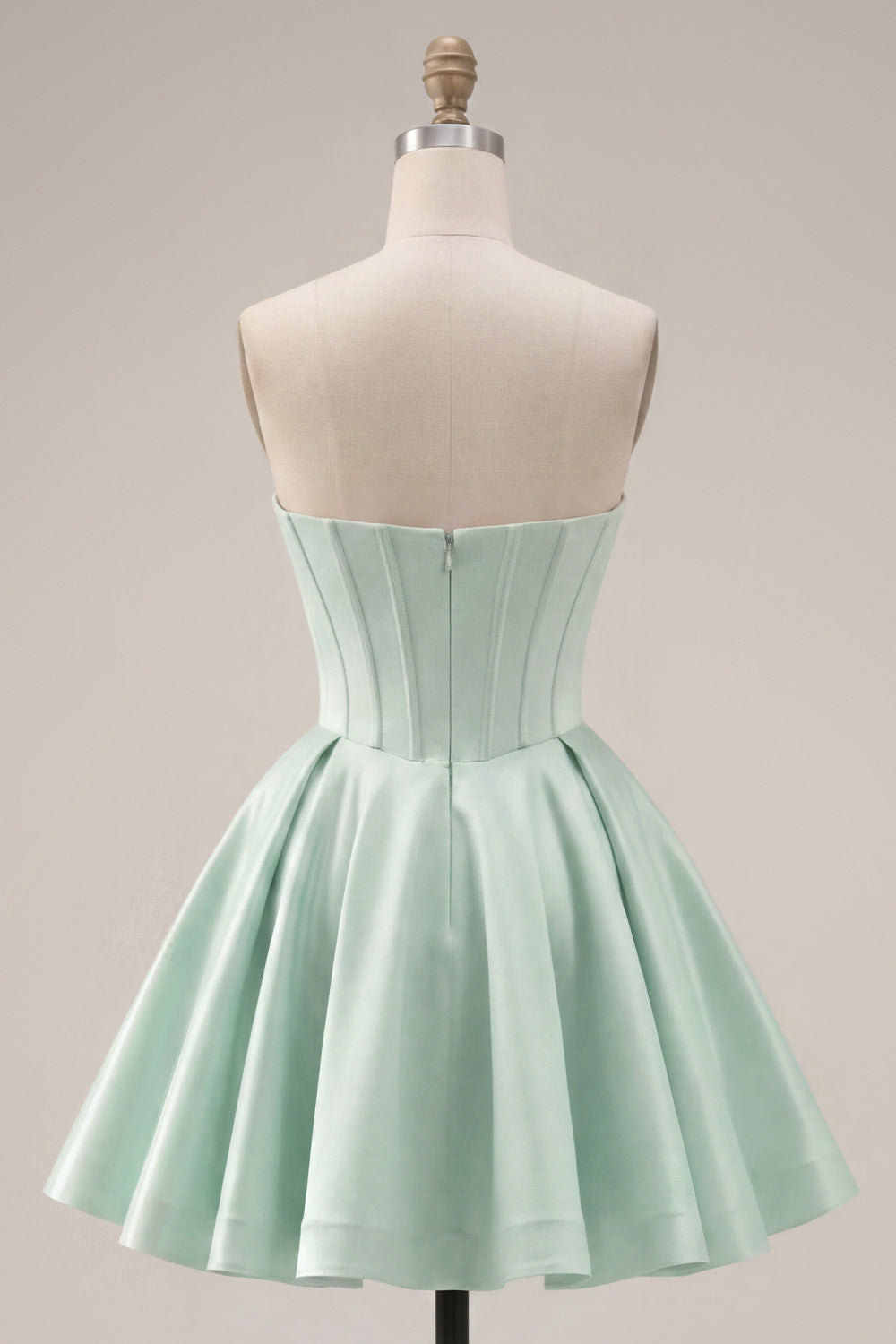A-Line Mint Strapless Corset Homecoming Dress