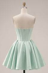 A-Line Mint Strapless Corset Homecoming Dress
