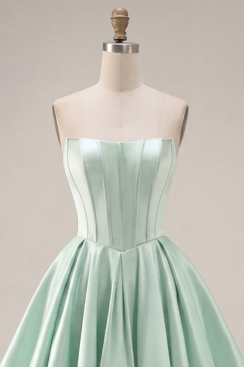A-Line Mint Strapless Corset Homecoming Dress