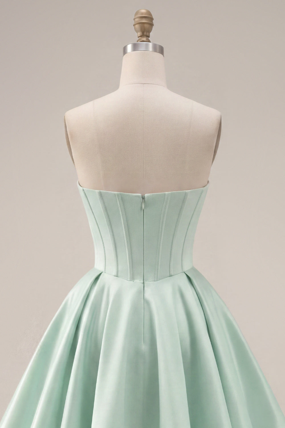 A-Line Mint Strapless Corset Homecoming Dress
