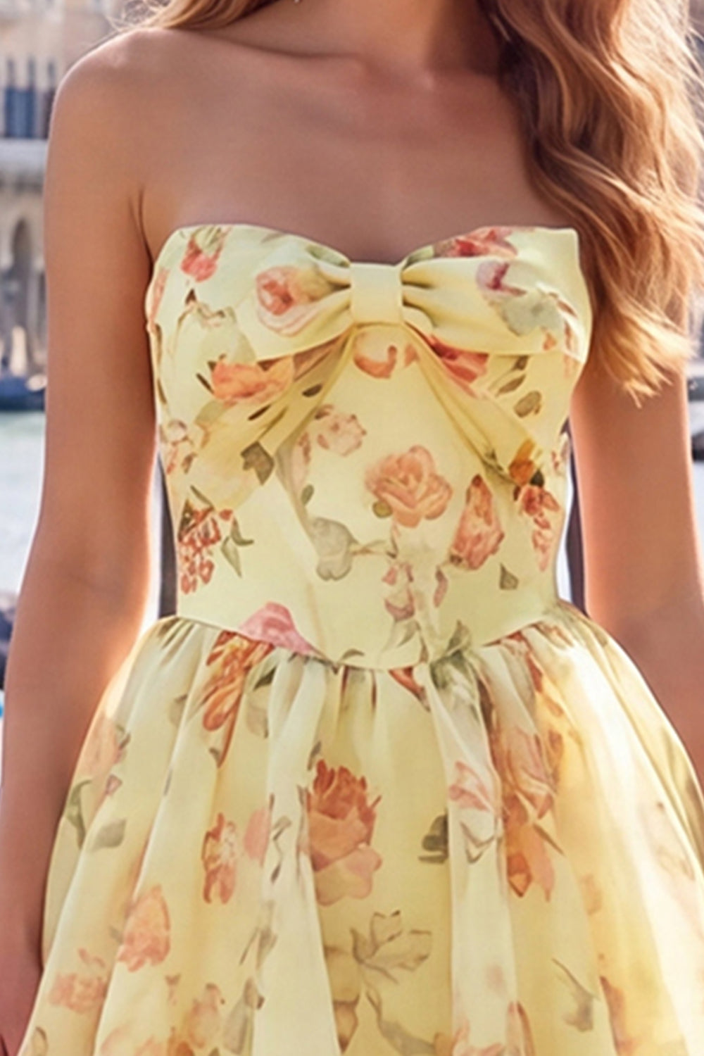 A-Line Pink Sweetheart Floral Chiffon Homecoming Dress with Lace Up Back