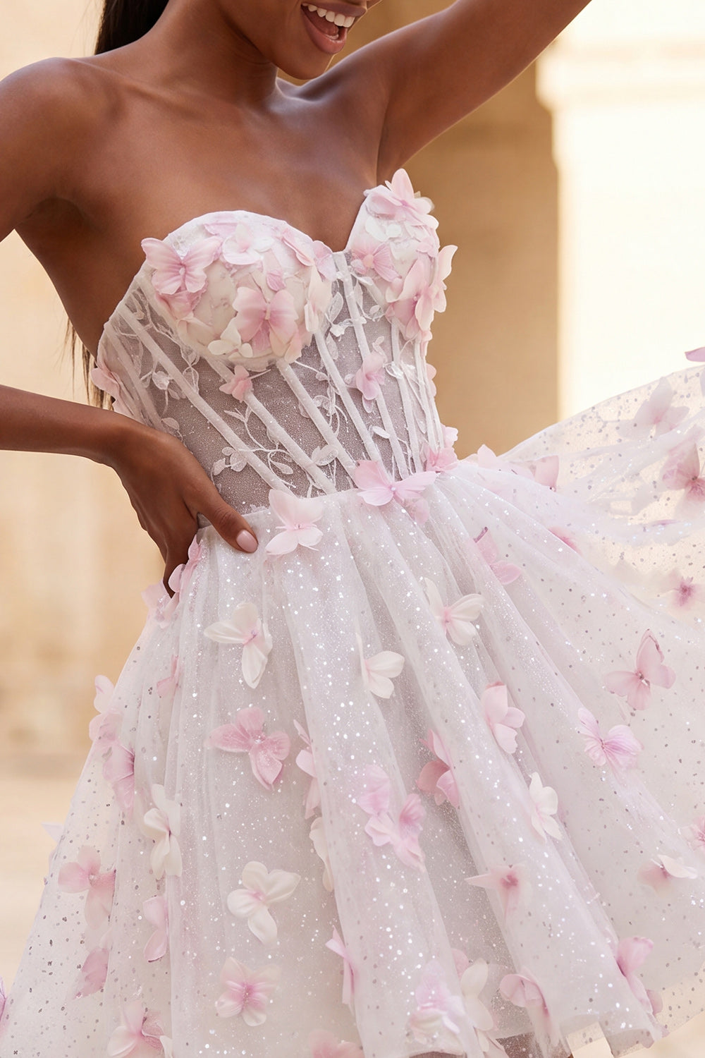 A-Line Lilac Sweetheart Sheer Corset Appliqued Homecoming Dress with Lace Up Back